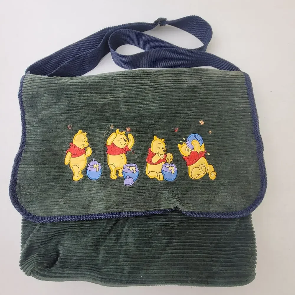 Vintage Disney Winnie the Pooh Green Corduroy Baby Diaper Bag